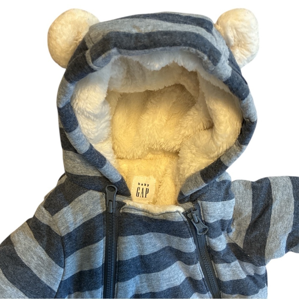 Baby Gap Blue Sherpa Lined One Piece 3-6 Months ColdControl Bundler Snowsuit - Picture 5 of 7